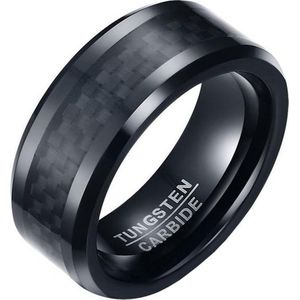 Wolfraam heren ring Carbon Fiber Zwart 8mm-18mm