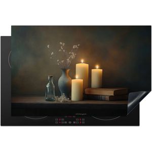 KitchenYeah® Inductie beschermer 80x52 cm - Kaarsen - Stilleven - Rustiek - Boeken - Kookplaataccessoires - Afdekplaat voor kookplaat - Inductiebeschermer - Inductiemat - Inductieplaat mat - Keuken decoratie
