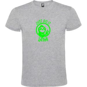 Grijs T shirt met print van "" Just Do It Later "" print Neon Groen size M