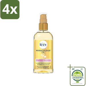 Veet - Aftercare - Natuurlijke Voedende Olie - Voor & Na Ontharing - 100 ml - Voordeelverpakking - 4 stuks - Ontharings-olie - Nabehandeling ontharing