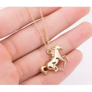 Akyol - ketting met een paard - horse - ketting hoefijzer - sieraden paard - goud kleurig - paarden liefhebber - verjaardagscadeau voor je vriendin - ketting- paard ketting - hoefijzer ketting -ketting cadeau -ketting kado