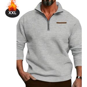 Bovista Quarter Zip Heren - Sweater - Sweaters - Hoodie - Warme Trui - Vest - Lang - Coltrui - Lichtgrijs - S