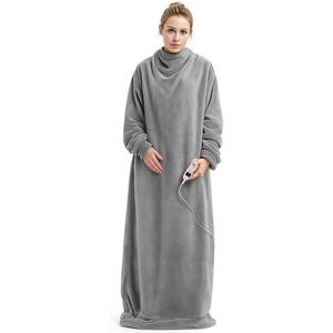 Goliving - Elektrische Deken met Mouwen - Fleece Plaid - Grijs - 195x125cm - Wasbaar