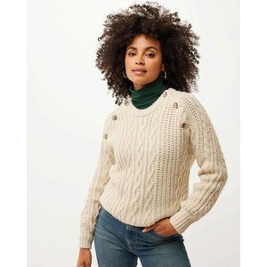 Cable Knit Trui Dames - Ecru - Maat XXL