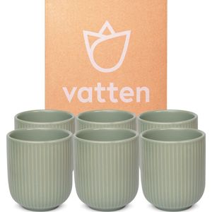 Vatten® - Koffiekopjes - Set van 6 - Groengrijs - 180ml - Koffiemok