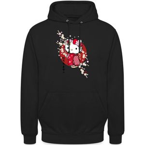 Hello Kitty In Een Rode Kimono En Kersenbloesems Hoodie Unisex