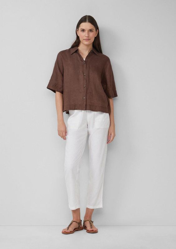 s.Oliver - Harembroek - Linnenmix - Casual Toelopende Pijp - Elastische Tailleband