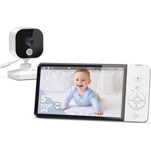 Babyfoon met Camera en App - Baby Monitor - Huisdiercamera - Hondencamera - Full HD - Wit - Met Handig Beeldscherm
