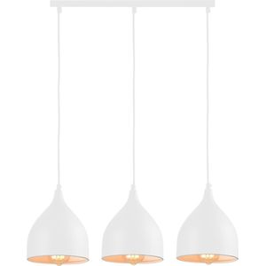 QUVIO Hanglamp modern - Hanglampen eetkamer - Lampen - Plafondlamp - Verlichting - Keukenverlichting - Lamp - E27 - Met 3 Lichtpunten - Voor binnen - 17 x 60 x 19 cm (lxbxh) - Wit