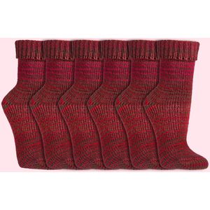 Wollen sokken | Scandinavisch | Dames & Heren | Kleur: Rood | 6 paar