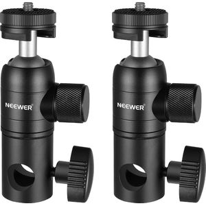 Neewer® - 2-Pack Lichtstandaard Montage Adapter met Cold Shoe, 1/4"" Schroef Mini Balhoofd, Omkeerbare Montageplaat voor Camera Monitor Ringlicht, Geschikt voor Lichtstandaard met platte kop/Boomarm/C-Stand, Max. Belasting 22 lb/10 kg