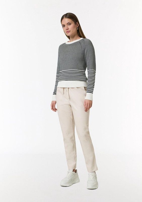 comma casual identity Broek  lichtbeige