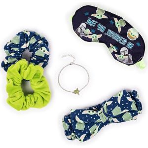 Baby Yoda Spa Set - Zip Cosmetische Pouch - Slaapmasker - Haarhanddoek - Paar Scrunchies - Sieraden Armband VS700685L