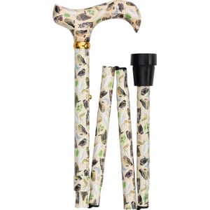 Classic Canes - Opvouwbare Wandelstok - Wit - Britse Uilen - Verstelbaar - Lengte 82 tot 92 cm - Aluminium