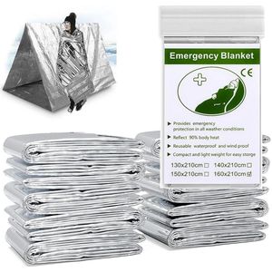 10 stuk 160x210cm Nooddeken Outdoor Survive EHBO Militaire Outdoor Survive Rescue Kit Winddichte folie Thermische deken voor kamperen Hiki