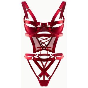 Bodystockings - Bordeaux Rood - Sexy Bodysuit - Effen Kleur - Dames