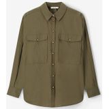 Sissy-Boy - Poplin Blouse - Donkergroen - Lange Mouwen - Regular Fit