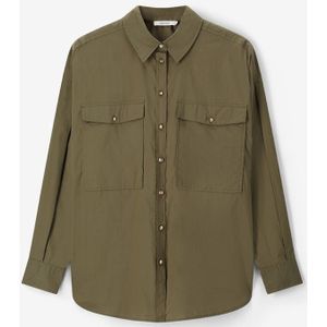 Sissy-Boy - Poplin Blouse - Donkergroen - Lange Mouwen - Regular Fit