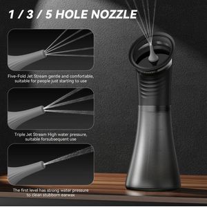 Xcruiser Oorsmeergereedschap-Waterstroom Met Turbocompressor En Tank Van 230Ml, Mondstuk Met 5 Gaten Voor Hardnekkig Oorsmeer (Duurzaam Draagbaar Ontwerp)