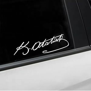 Atatürk Signature Vinyl Sticker – Krasbestendige Auto en/of Raam Decal Sticker - Wit