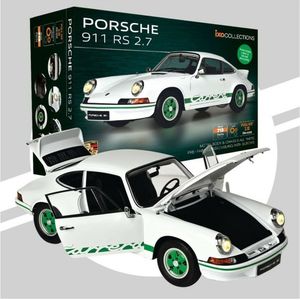 1:8 IXO Collections 018 Porsche 911 Carrera RS 2.7 - Wit met Groen - Sportauto Metalen Modelbouwpakket