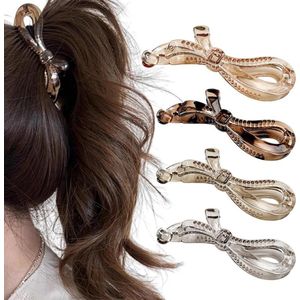 JHubers Goods - 4 stuks bananenclip haarkam haarspelden in Frans design - Stijlvolle haaraccessoires voor dames