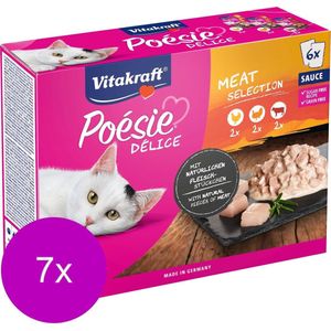 Vitakraft Poesie Multipack Deli Sauce Vlees Pouch 6x85 g - Kattenvoer - 7 x Kip&Kalkoen