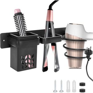Haardrogerhouder / Haardrogerhouder en stijltang - Föhn Houder, Krultang en Haar Stijltangen Houder, Haaraccessoires Wand Organiser voor Thuis en Professioneel Gebruik