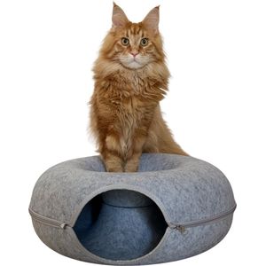 Petszi kattenmand - kat donut - speel tunnel - rond - grijs - 50x50cm