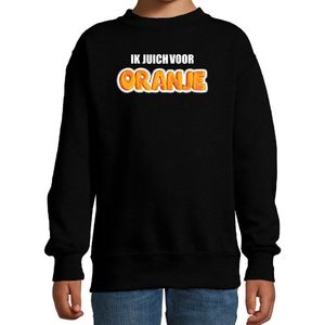 Zwarte fan sweater voor kinderen - ik juich voor oranje - Holland / Nederland supporter - EK/ WK trui / outfit 152/164