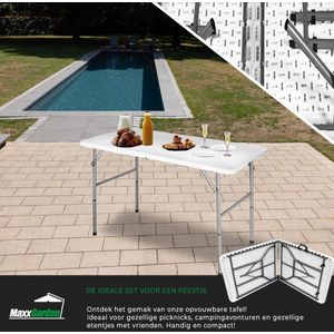 Campingtafel - Tuintafel - Biertafel - Buitentafel - Klaptafel - Buffertafel - Weerbestendig - Opvouwbaar - Plastic - 120 x 60 x 74 cm - Wit