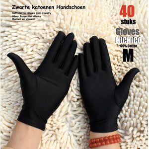 Katoenen handschoenen Zwart ML 40stuks – 20 paar Beschermende Handschoenen maat ML voor vrouwen - Gezondheidszorg – Jewelry - eczeem / allergie / handcreme - juweliers / munt handschoen - 30% Cotton, 70% Spandex hoge kwaliteit