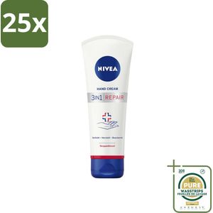 25 x NIVEA - Handcrème - 3-in-1 Herstel - Verlicht - Herstelt - Beschermt - 100 ml - Grootverpakking - Handcrème - Droge Handen - Herstel Handen - Hydratatie Handen - Dexpanthenol