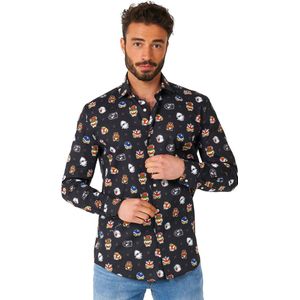 OppoSuits Lange Mouwen Overhemd Super Mario Bad Guys - Heren Overhemd - Carnavalskleding - Casual Gaming Nintendo Shirt - Wit - Maat EU 47/48