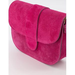 Tasje - roze- suède -crossbody- bronskleurig