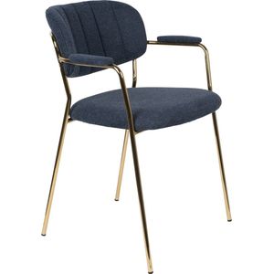 Feliz Lifestyle Jolien Eetkamerstoelen armleuning Goud/Donker Blauw - Set van 2