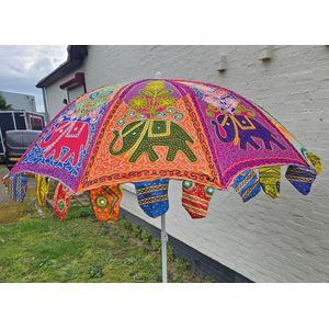 Kleurrijke geborduurde India parasol (elefant l )
