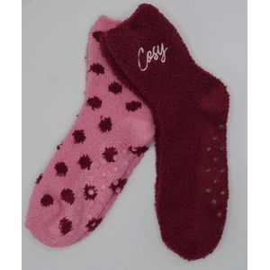 Huissokken Dames 2 paar - cosy socks - Maat 36-41/TU- Anti-slip