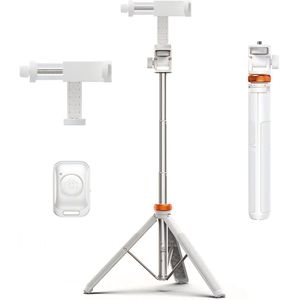 Somstyle Telefoonstatief - 149 CM Uitschuifbaar Statief - Tripod voor Smartphone & Actioncam - Selfiestick met Afstandsbediening - Wit