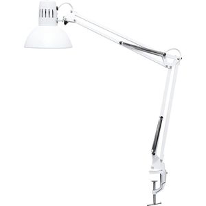 Verstelbare klemlamp met scharnierarm voor kantoor en bureau - elegante bureaulamp LED van metaal - exclusieve LED-lamp - wit Bureaulamp