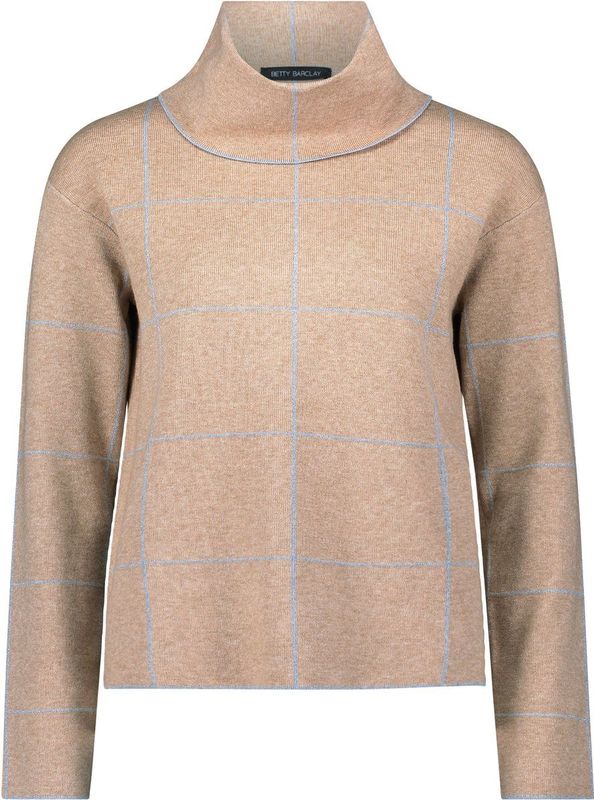 Betty Barclay - Geruite Gebreide Trui met Lurexdraad - Beige - Dames