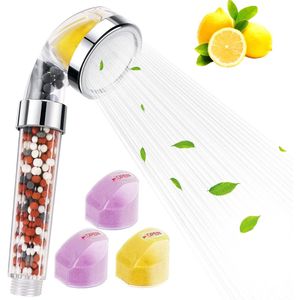 TRANKIELO® - Handdouche met Vitamine C & E Filters - Waterbesparende en Drukverhogende Douchekop – Chloor, Chlooramine en Fluoride Verwijdering – Inclusief 3 Soorten Negatieve Ionenballen