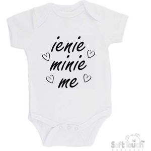 100% Katoenen Romper ""Ienie minie me"" Unisex Katoen Wit/zwart Maat 62/68