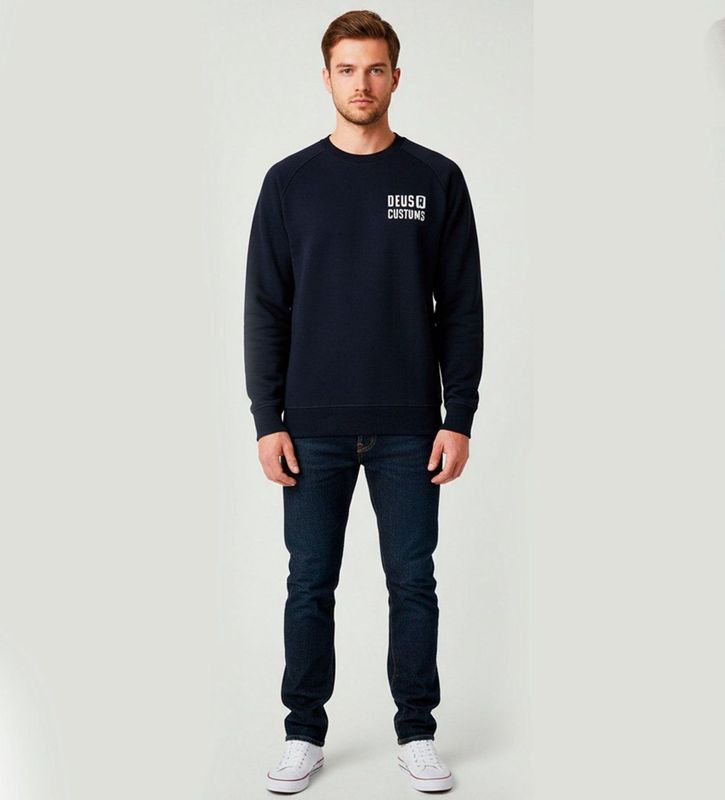 Deus Ex Machinavoor mannen. DMF258257 Flecks marine sweatshirt (S), Casual, Katoen, Marineblauw