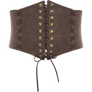 Dames Steampunk Brede Riem Korset - Leren Veterriem voor Middeleeuwse Look