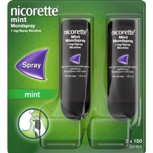 Nicorette Mondspray Freshmint - 2 x 13,2 ml (2 x 150 sprays) 1mg/spray - nicotinevervanger - stoppen met roken