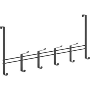 Metaltex - Kapstok voor opdekdeur van 2 cm - Zwart - 44,5x20,5 cm - 10 haken