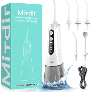 Draadloze Waterflosser voor Tanden met 5 Tips en 4 Modi – IPX7 Waterdicht en Oplaadbaar – Voor Thuis en Op Reis