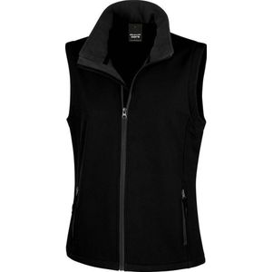 Softshell casual bodywarmer zwart voor dames - Outdoorkleding wandelen/zeilen - Mouwloze vesten S