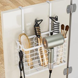 Haardrogerhouder zonder boren - Organizer voor haargereedschap en kastdeur - 3-in-1 wandorganizer badkamer gemonteerd - Wit